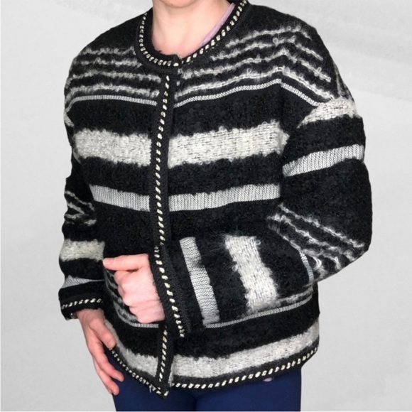 Mohair Wool Blend Cardigan Jacket Lightweight Luxury Chanel-like Shacket Medium - Picture 1 of 11